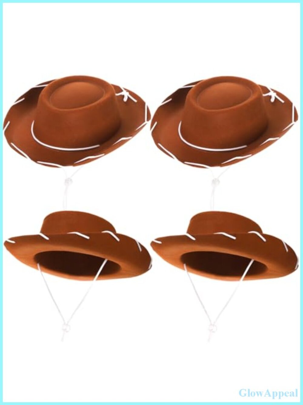 4 Pack Felt Cowboy Hat with Neck Drawstring Western Halloween Costume